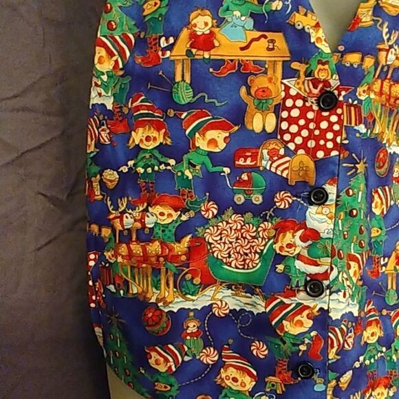 Vintage Idea Nuova Christmas Vest With Busy Elves - Picture 3 of 6